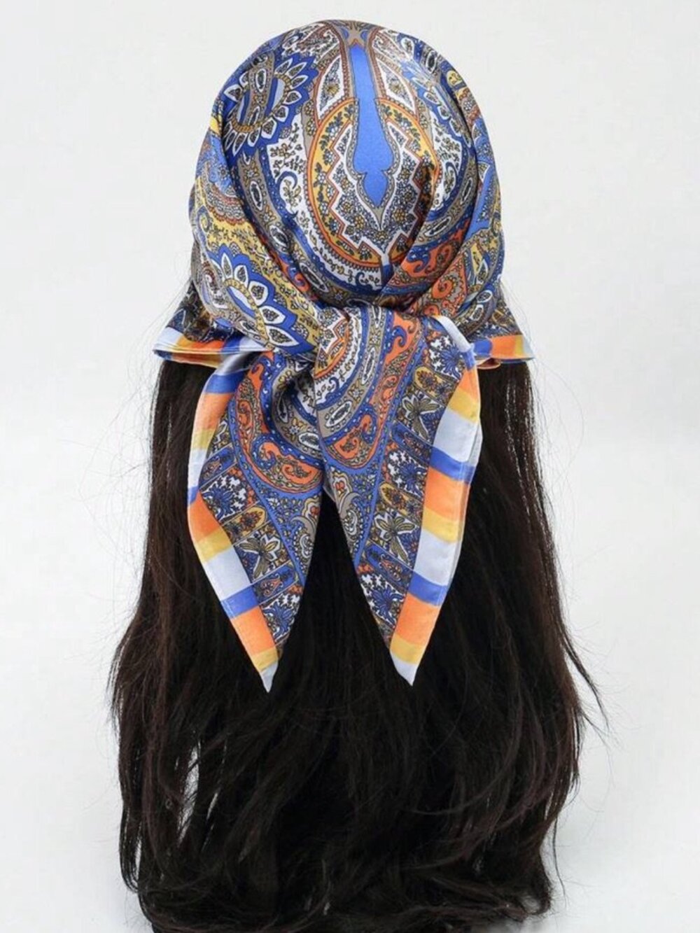 Paisley Blue Orange scarf N1431